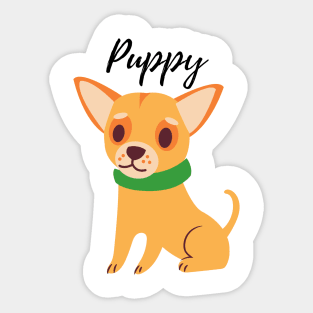 yellow puppy dog lover illustration Sticker